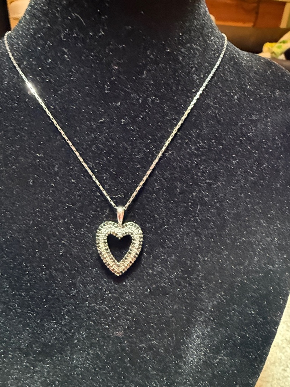 Zales 14k white gold chain necklace with a Diamond 10k White Gold Heart Pendant.
